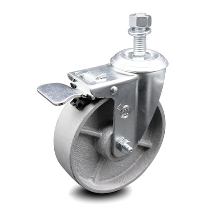 Semi Steel Swivel TS Caster W/Roller Bearing-5 Wheel&1/2 Stem W/Total Lock BRK